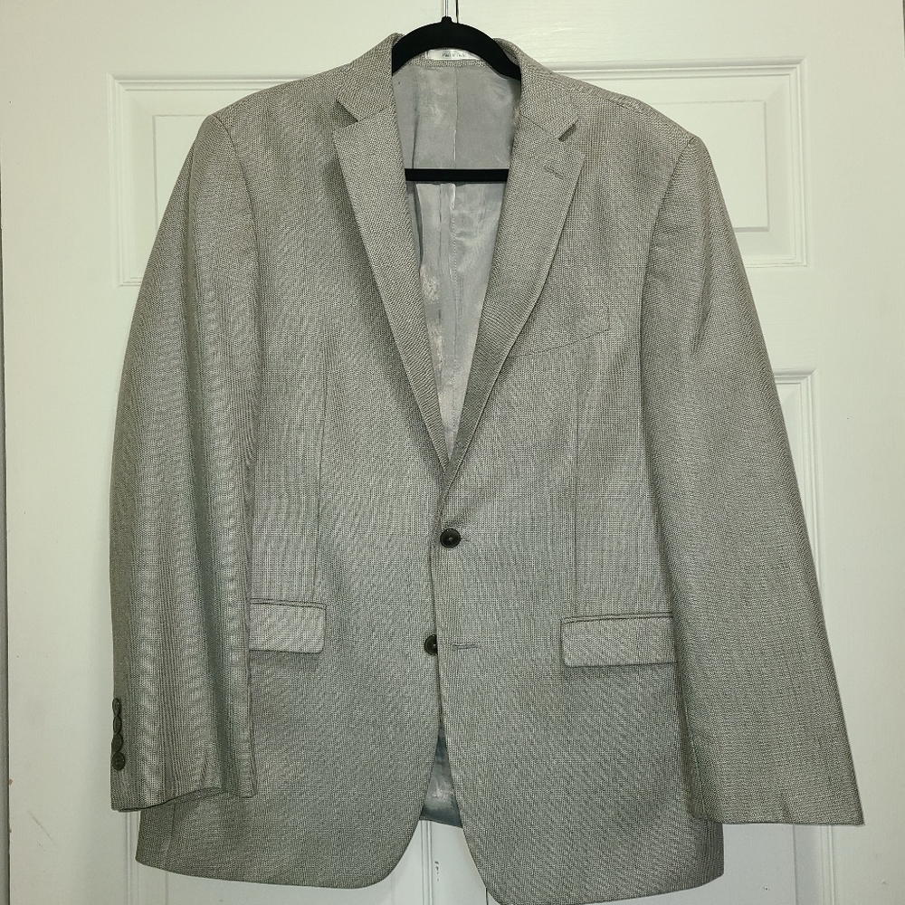 Calvin Klein Mens Slim Fit Two Button Blazer‎ Jacket, SILK WOOL BLEND Gray - Picture 7 of 11